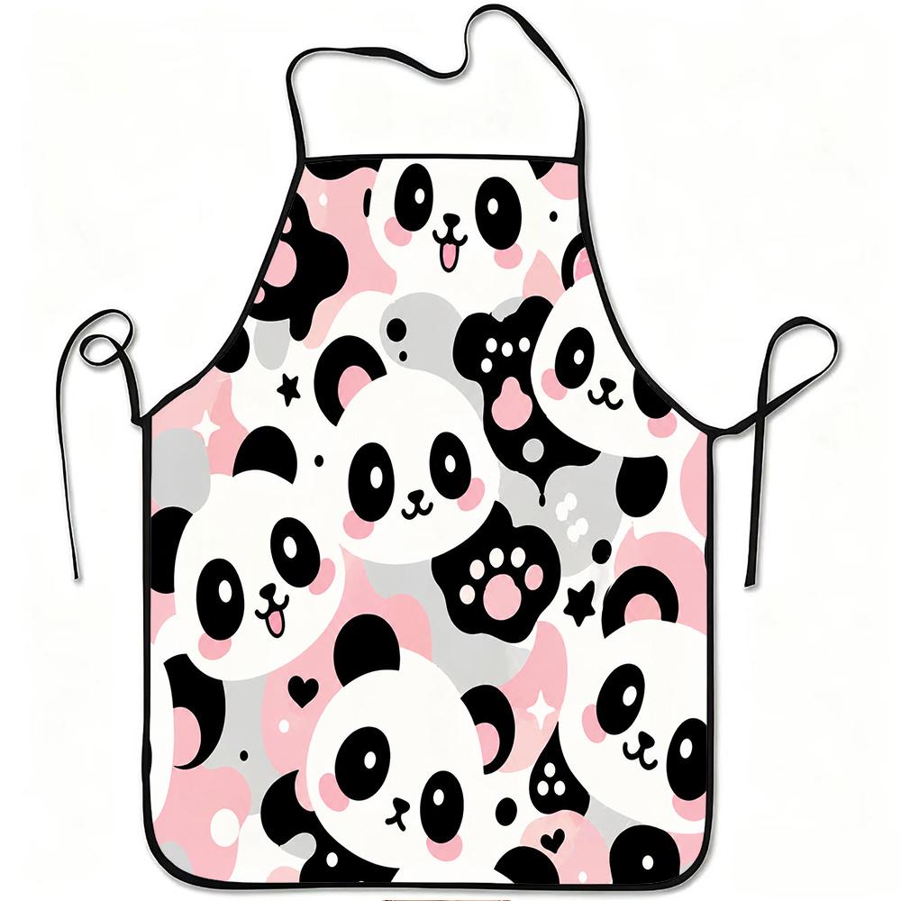 1pc Cute Panda Pattern Print Apron, Durable and Easy to Clean, Adjustable Waistband, Polyester Material, for Kitchen Cooking, Gardening, Orchard Picki