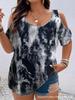 Plus Size Leopard Print Off-Shoulder Short Sleeve Women's Top - Spring/Summer