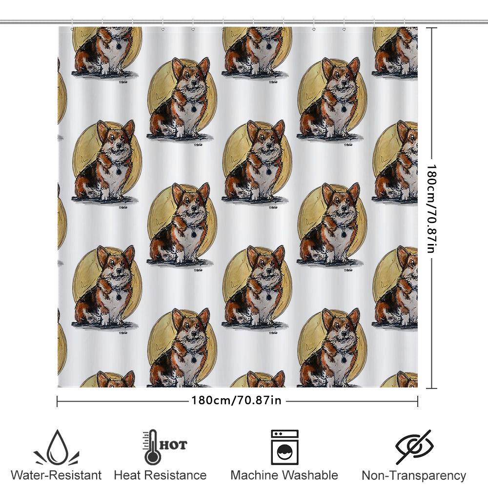 Cute Shiba Inu Dog Shower Curtain Waterproof Bathroom Decor Japanese Dog Lover Gift Washroom Fabric