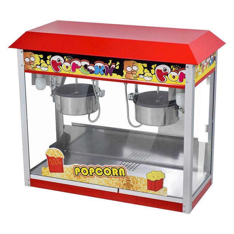 Commercial Electric Double Pot Popcorn Maker with Butterfly Tabletop Roof
