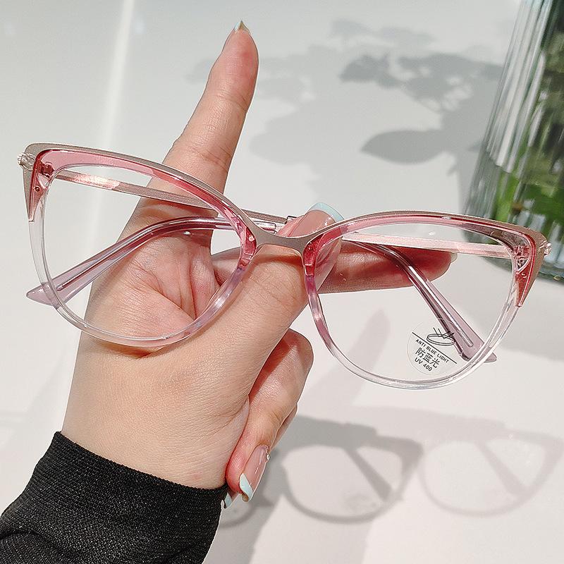 Retro Cat Eye Reading Glasses For Women Anti Blue Light Concave Metal Frame Fashion Glasses 5027