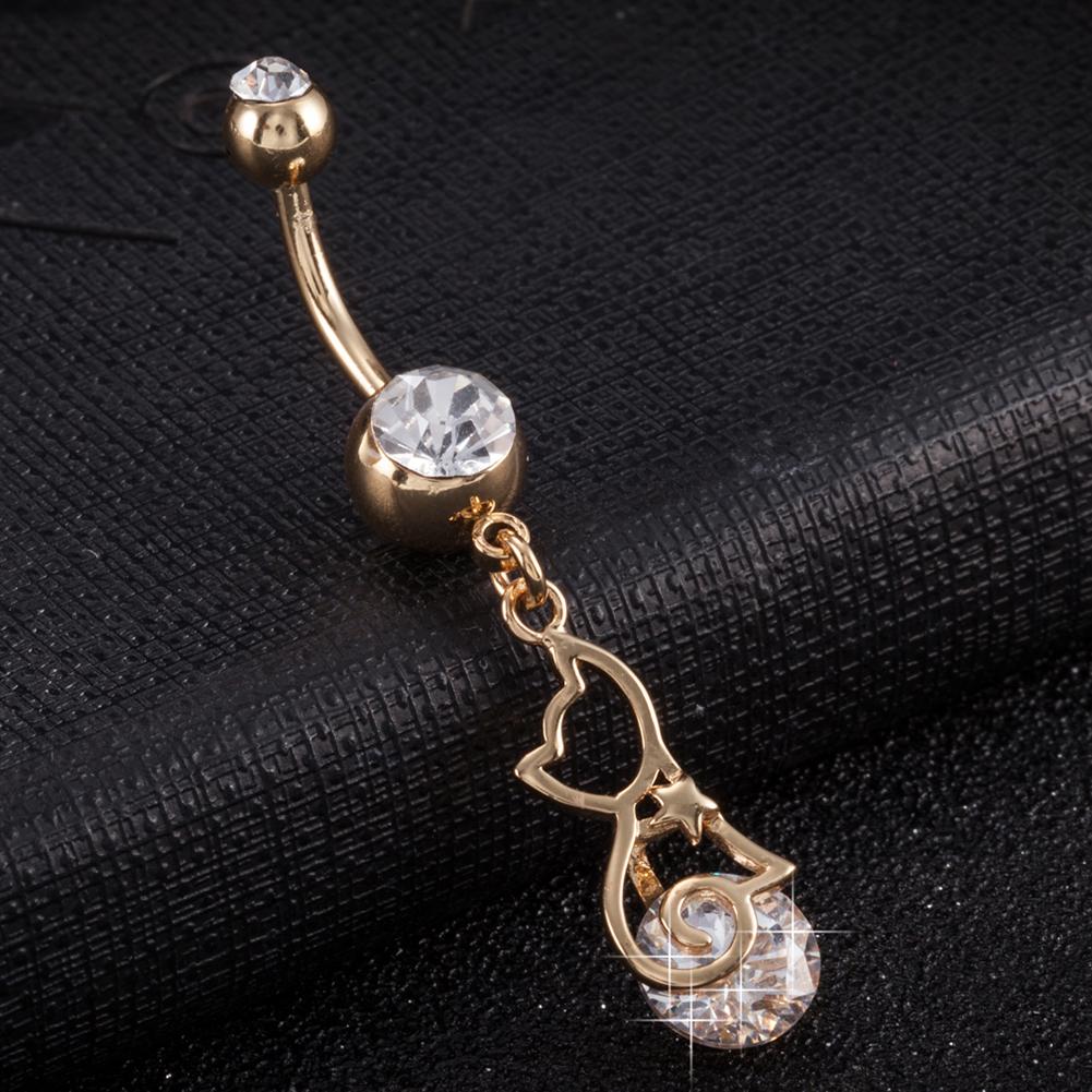 Exquisite Hollow Cat Shape Belly Button Ring Body Jewelry Piercing Navel Umbilical Nail