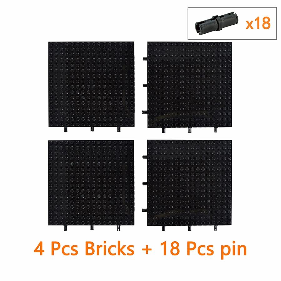 Moc Technisch 65803 Baksteen Speciale Zwarte Basisplaat Plint 16X16X1 1/3 Gat Plaat Bouwsteen Compatibel Leduo Speelgoed