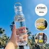 Transparent Leakproof Water Bottle 430Ml/670Ml Plastic Drink Bottle With Handle Wide Mouth Portable Drinking Bottle With Scale