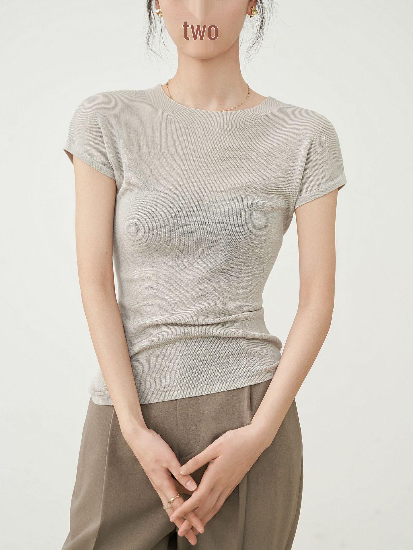 

Women s 100% Lyocell Slimming Round Neck Short Sleeve T-shirt One Size
