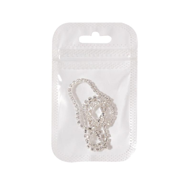 Pearl Claw Chain Nail Rhinestone 3D Metal Silver Diamond Pearl Chain Can Be Cut DIY Nail Art Decorations Accessory
