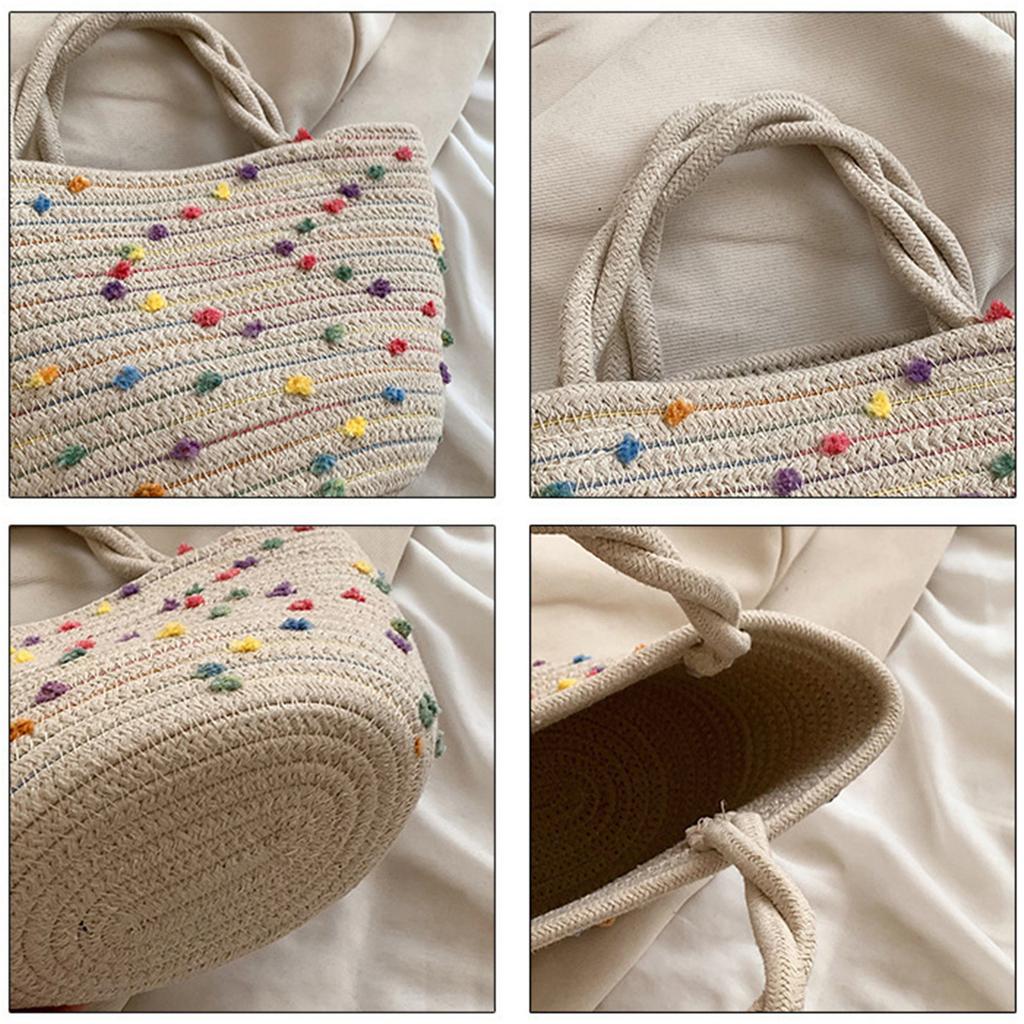Natural Straw Tote Bag For Women Woven Shoulder Bag with Portable Handles Design