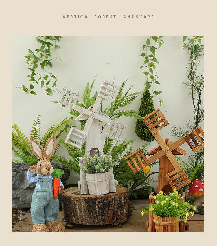 Neid Porzellan Windmühlen Ornament: Massivholz Miniaturlandschaft Gartendekoration - Kreative Waldserie für Kindergarten und Hofgestaltung