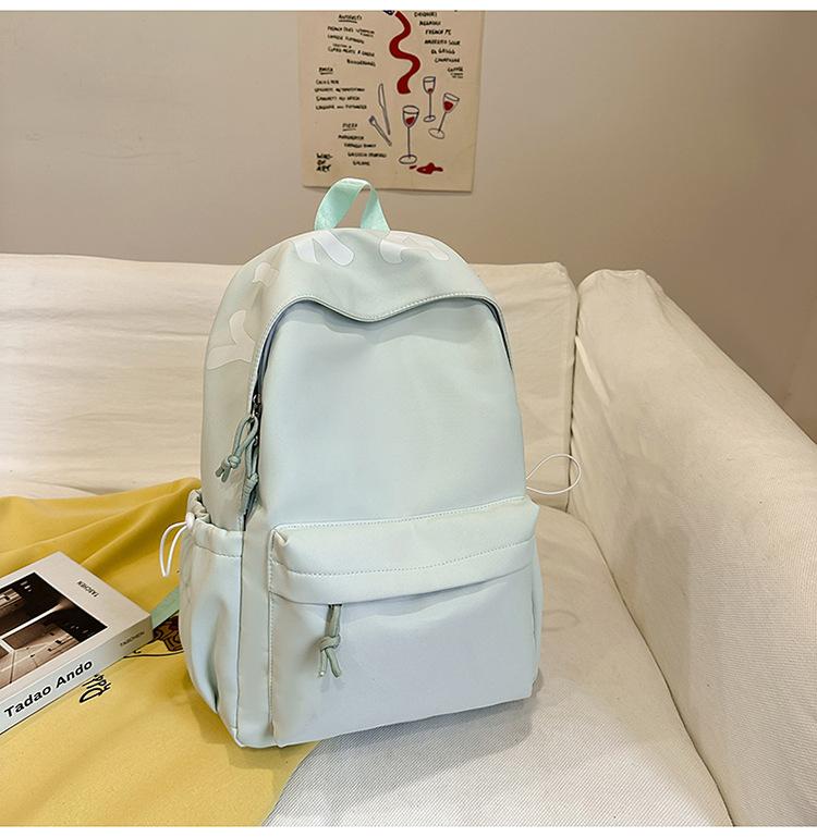 School bag Mori casual simple versatile college student school bag fresh and sweet solid color with letters light large capacity backpack