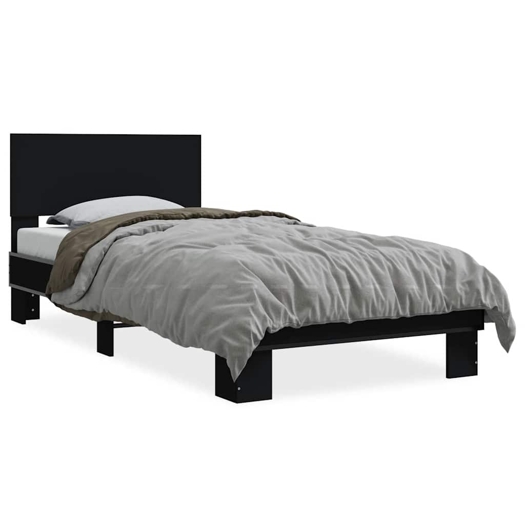 Bed Frame Black 75 x 190 cm Particleboard and Metal