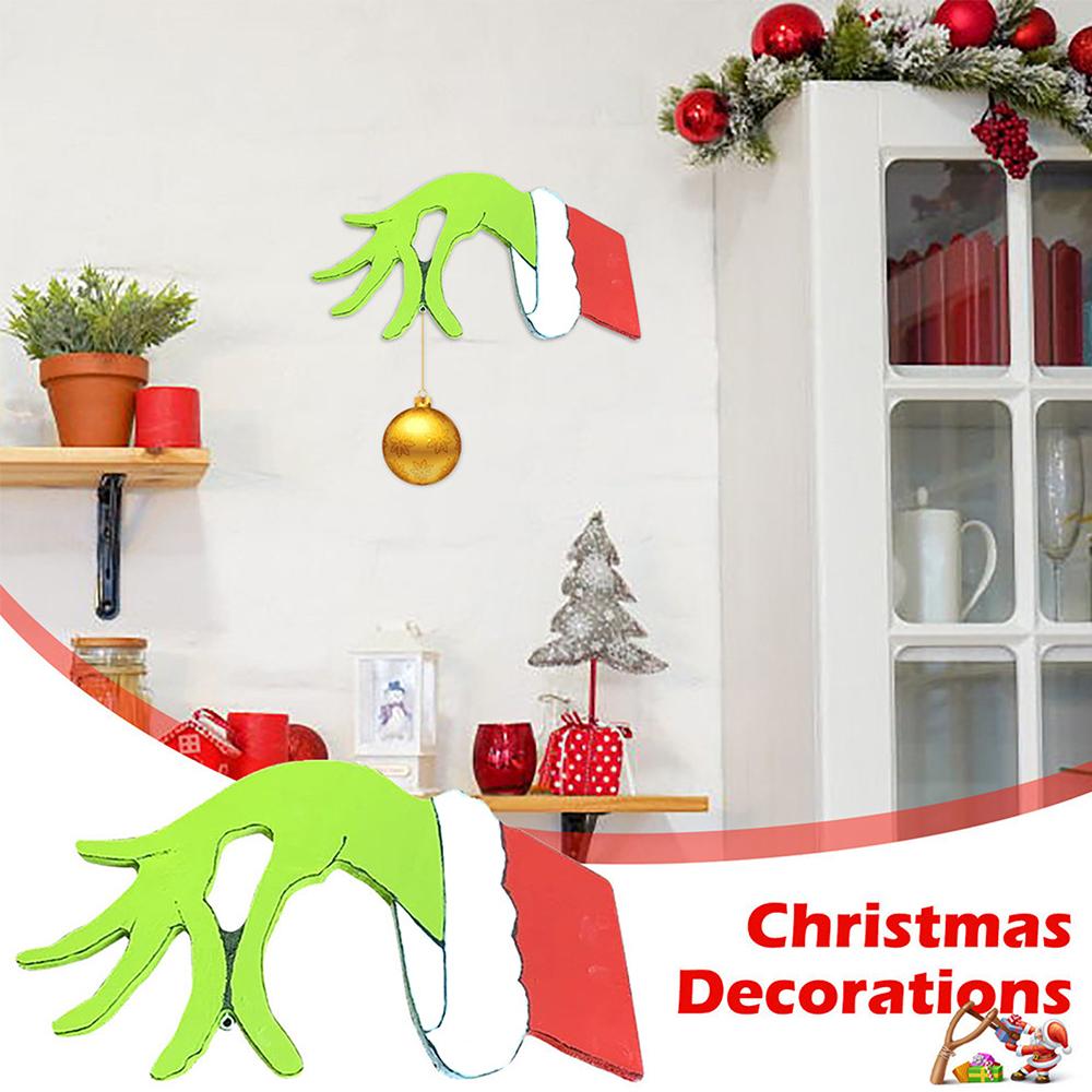 Decorazione Per Porta Natale Grinch - Striscione In Tessuto 185x90 Cm Con Corda, Banner Per Sfondo Foto, Decorazioni Natalizie Per Casa