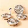 304 Stainless Steel Round Salad Plate With Compartment Reusable Kids Divided Dinning Plate Dish Dessert Fruit Plates Tableware