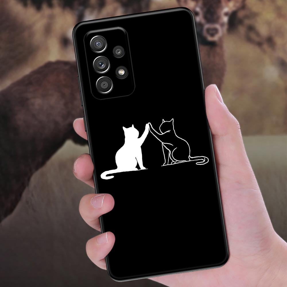 Funny Cute Cat Line Art Phone Case For Samsung Galaxy A57 A56 A37 A55 A36 A26 A54 A52 A35 A34 A25 A17 A16 A15 A07 A06 Soft Cover