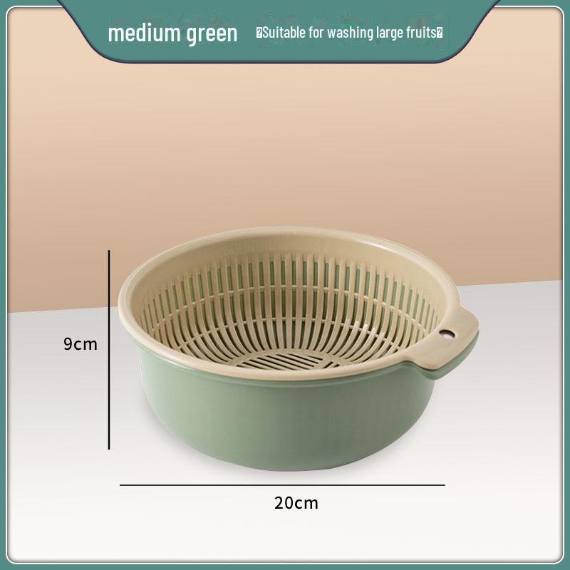 Double-Layer Plastic Drain Basket: Enlarged Kitchen Basin & Fruit Plate