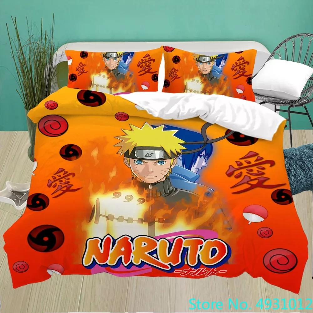 Uzumaki N-Naruto Bedding Set Cartoon Anime Quilt Cover Children Bedroom Bedclothes Boy Duvet Cover Polyester Bedspread Gift