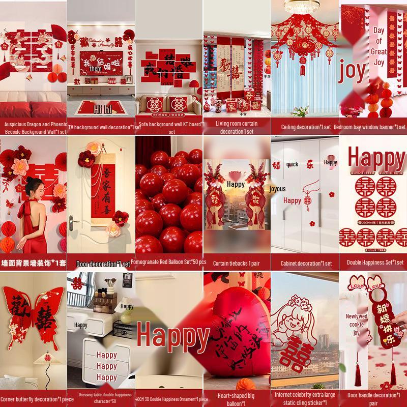 Complete Wedding Room Decoration Set: Bride & Groom's Bedroom Decor Essentials