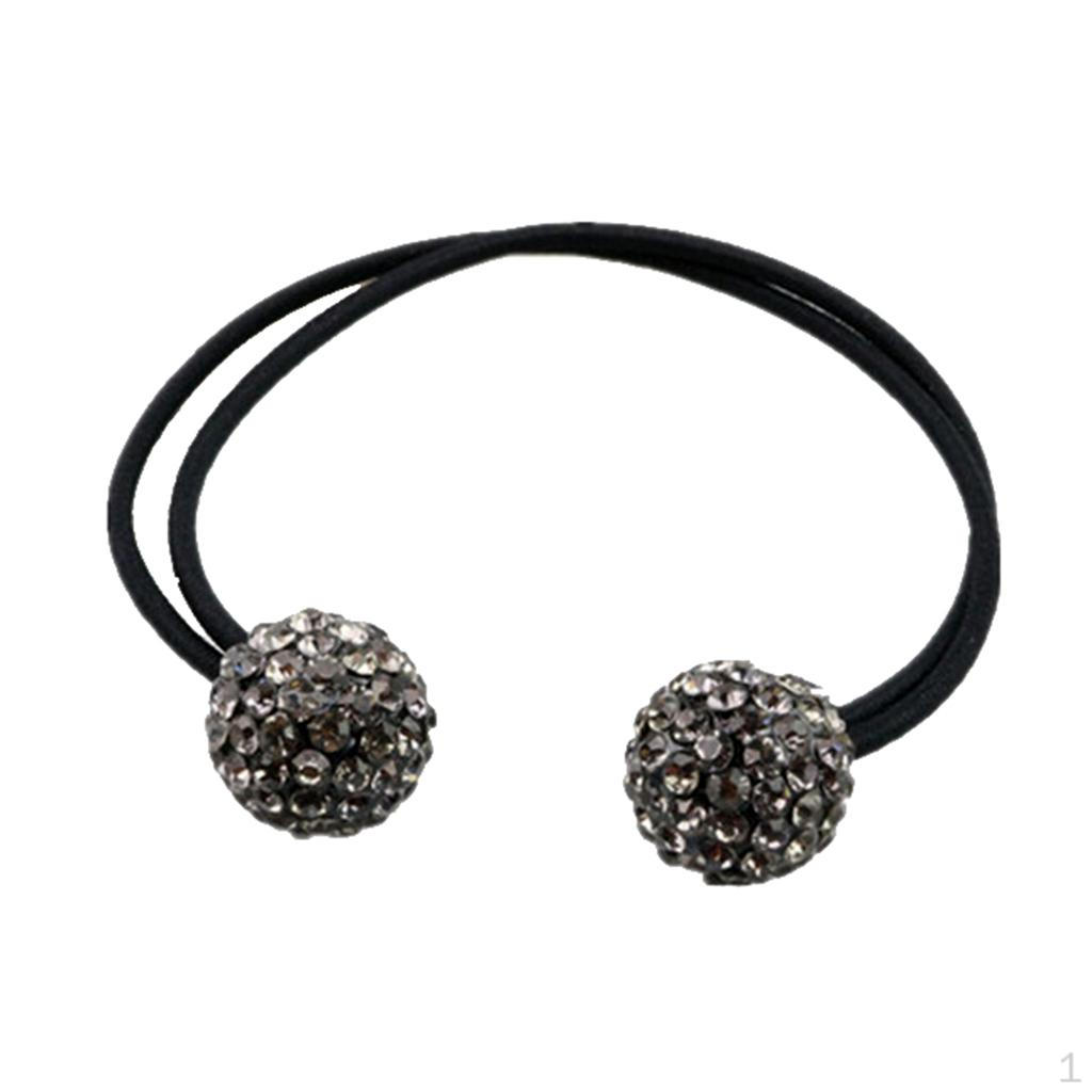 Hair Ties Solids Elastic Ponytail Holder Diamante Balls Hairband