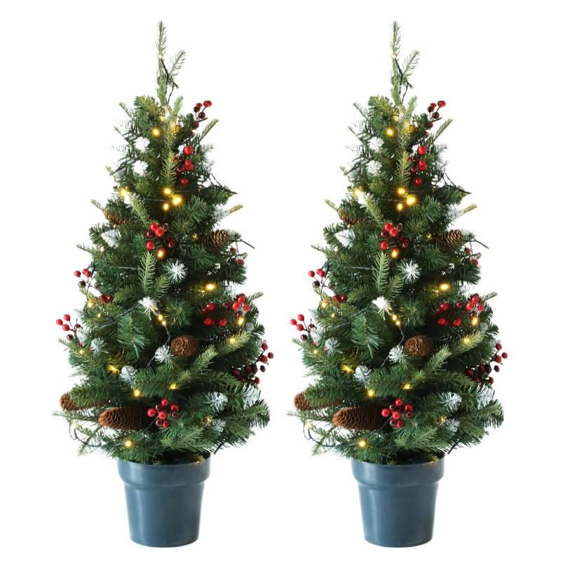2025 Eco-friendly 90CM Potted Christmas Tree with Ornaments for Home Decoration