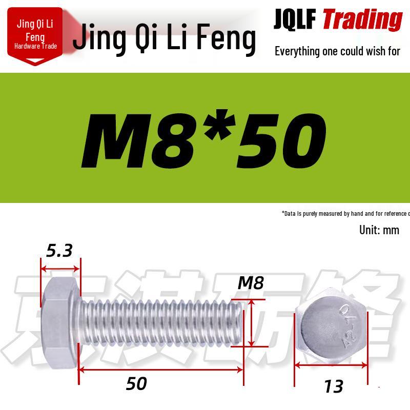 201 Stainless Steel Hex Head Full Thread Bolt: Wear & Corrosion Resistant, M4-M14 for Aerospace Machinery