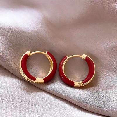 Eleganti Cerchi S925 in Argento con Smalto a Goccia Stile Hong Kong - Design Retrò & Raffinato per Donne
