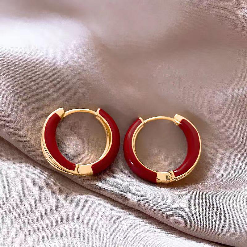 Elegant Hong Kong Style Drip Glaze S925 Silver Ear Hoops - Retro & Exquisite Design for Women