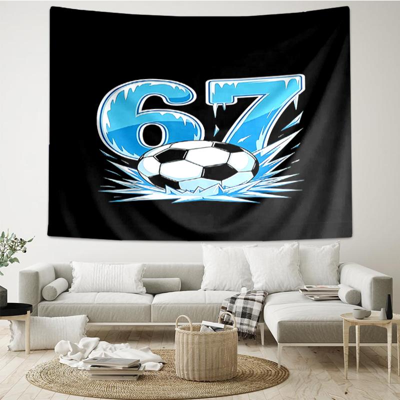67 Print Tapestry, Backdrop, Easy Setup, Ideal for Bedroom, Office & Living Room, with Aesthetic Wall Hanging Decor.