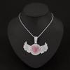 Hip Hop Rap Trendy Creative Pink Diamond Love Angel Wing Pendant Necklace Pink Diamond Love Men's Necklace