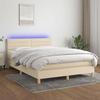 Exclusive House - Bed Slatted Base with LED Mattress Cream 140x200 Cm Fabric