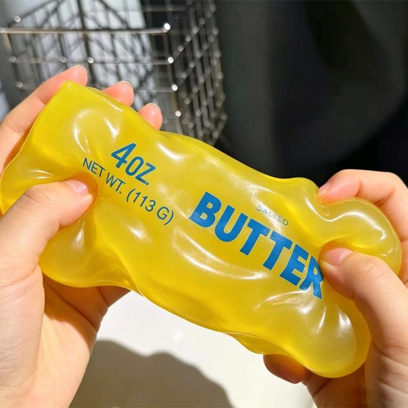 New Squishy Simulated Butter Squeeze Toy Funny Soft Stress Relief Slow Rising Sensory Fidget Relief Game Squeeze Prank Toy Gift