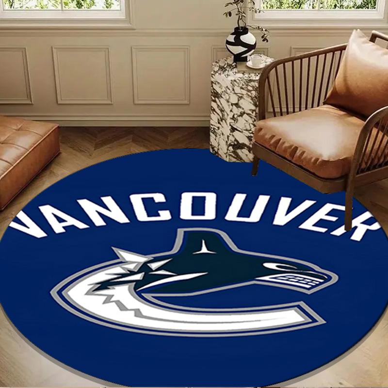Vancouver Hockey Art Round Rug for Livingroom,Bedroom, Palyroom, Chair Rug, Area rug, Circle Carpet, Large Size Decor Fan Christmas gift