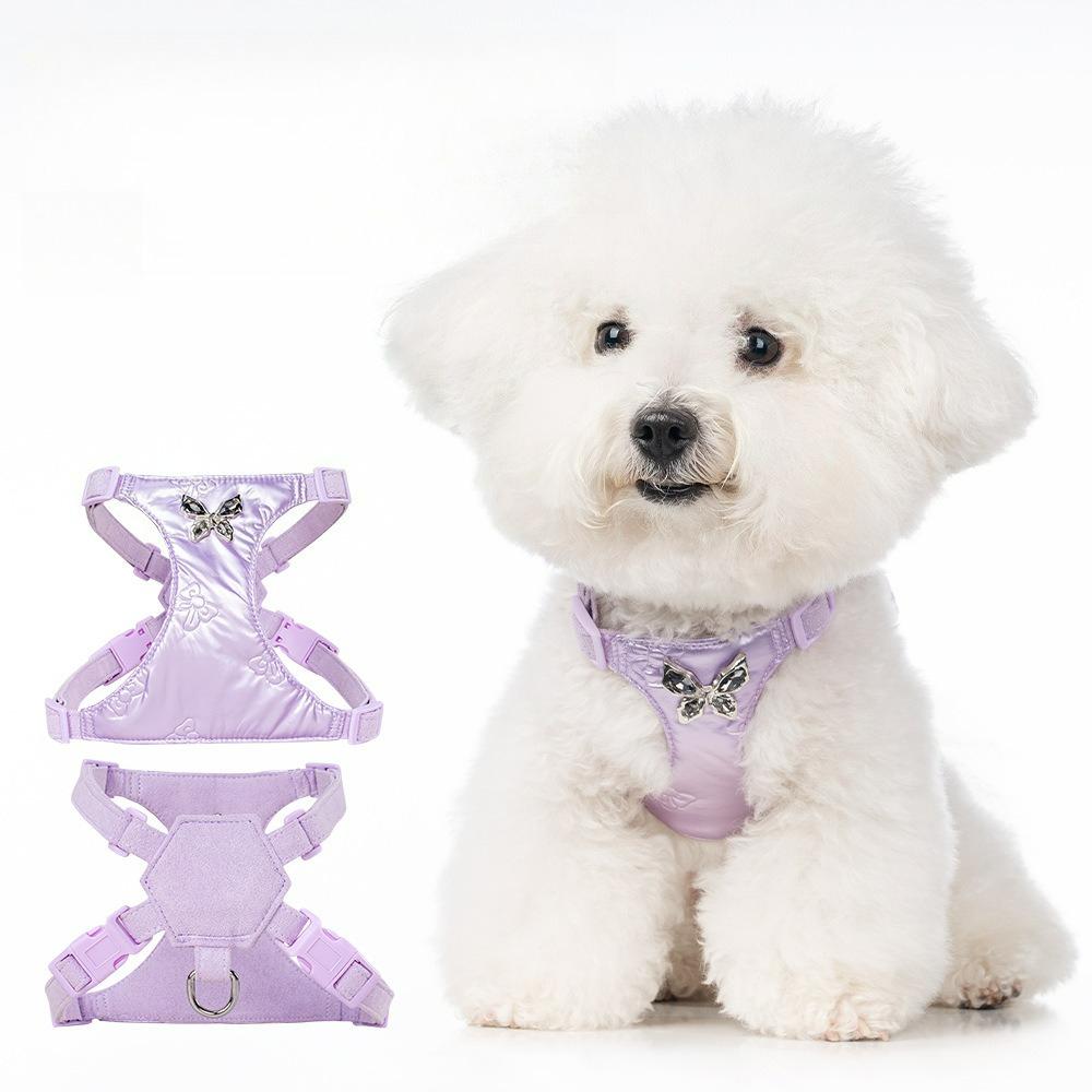Pet Leash Set for Small Dogs Elegant Harness with Bow Walking Leash Ultrasonic Liquid Fabric Dog Harness Cat Collar Accessories