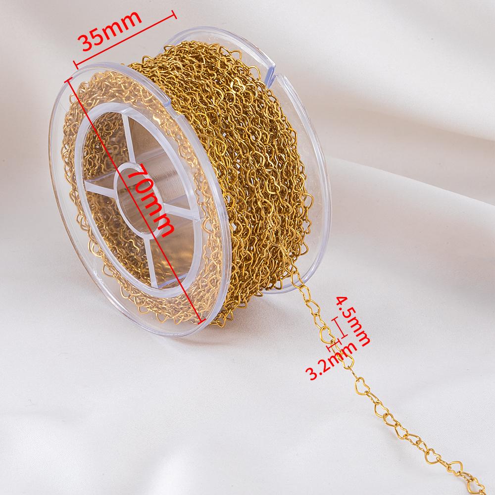 1M Stainless Steel Geometry Hollow Flat Love Heart Link Chains for Party Necklace Bracelet Components Jewelry Findings DIY Chain