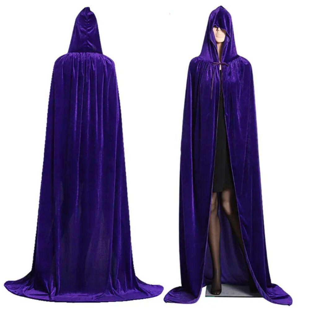 Reversible Design Velvet Cloak Solid Color Ponchos Cosplay Adult Kids Long Cape  Halloween Party