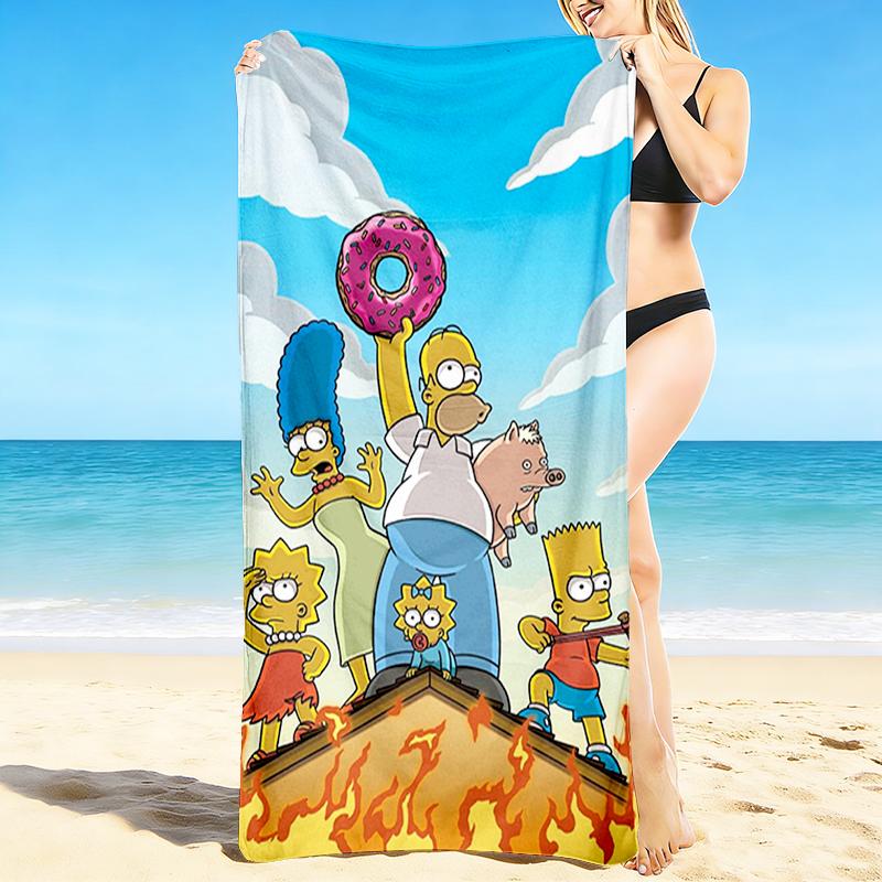 1Pc Simpsons Family Adventure Beach Towel Quick Dry Multiuse For Beach Pool Gym Yoga Home Travel Christmas Halloween Xmas Gift L1395
