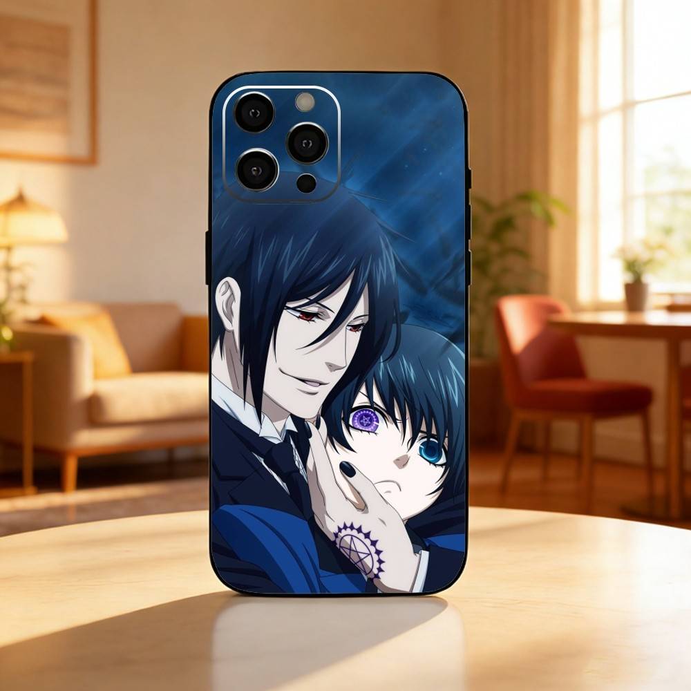 Anime Black B-Butler  Phone Case For iPhone17,16,15,14,13,12 Plus,Max Soft Silicone Black Cover iPhone13