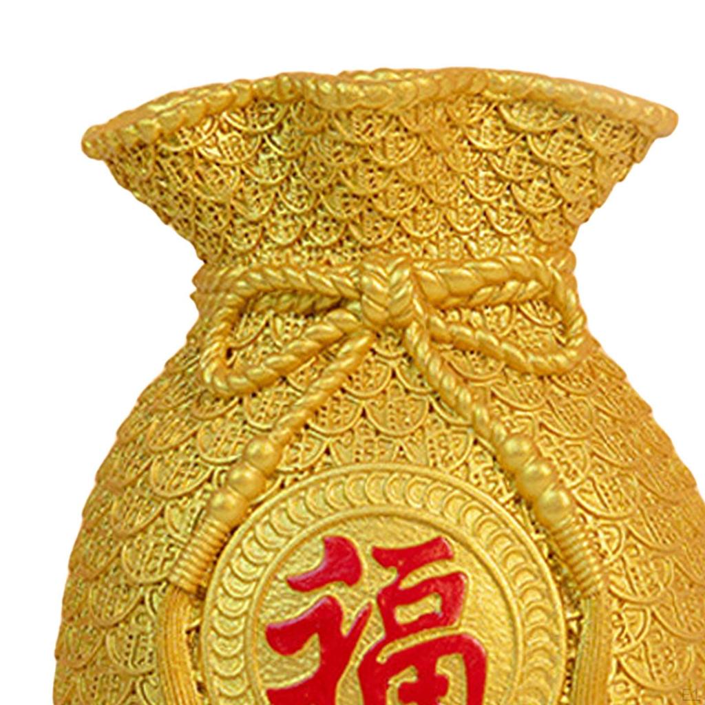 Chinese Flower Vase, Ornament Art Decorative Collectible Blessing Bag Shape Statue for Wedding Gifts