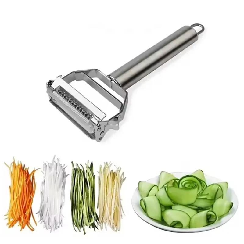 4in1 Schäler Multifunktionsreibe Julienne-Schäler Gemüse- und Obstschäler Edelstahl Zerkleinerer Küchenwerkzeug