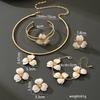 Simple Oil-Infused Flower Earrings And Necklace Set - Casual Jewelry Set For Women