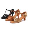 Women's Satin Latin Dance Shoes with Soft Sole, Medium-High Heel for Professional Practice