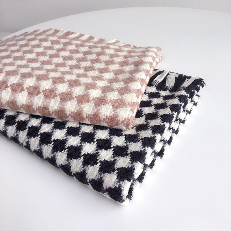 Black White Cherkered  Cashmere Imitation  Scarf Shawl For Women