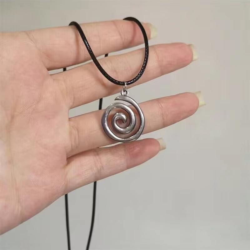 Hip Hop Burning Sun Wisiorek Skórzany Naszyjnik Lina Vintage Whirlpool Geometryczne Naszyjniki Dla Mężczyzn Chłopców