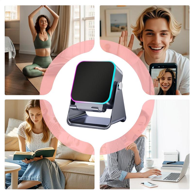 Haut-parleur à Induction Sans Fil Auto-inductif Lumière RGB 8 Modes Support de Téléphone Son Surround Haut-parleur Bluetooth Portable Support de Téléphone