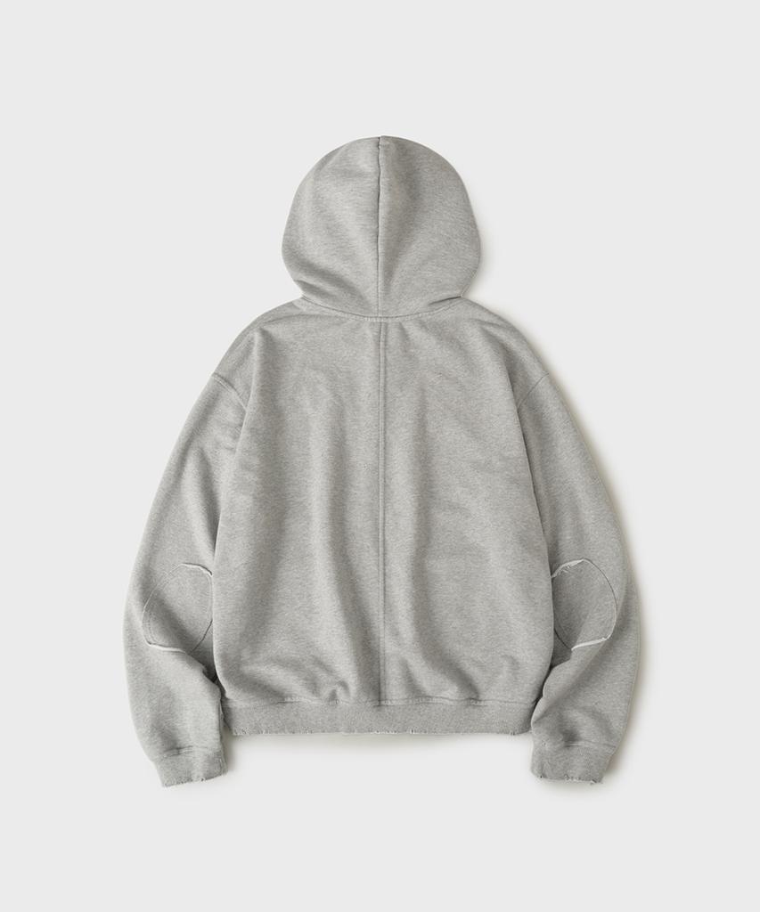 Hooves Vtg Layered Pocket Zip-Up Hoodie [Melange Grey]