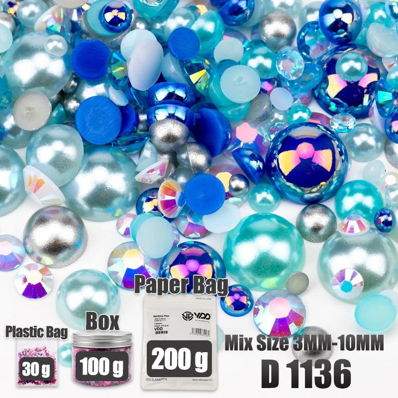 VDD 30/60/100/200g Mix Size ABS Half Round Pearls Flatback Beads Color Resin Rhinestone Crafts Nail Art DIY Decoration