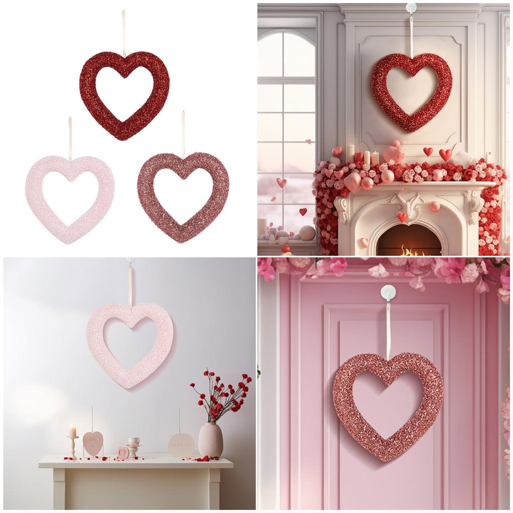 Romance Heart Shape Wreath Valentine's Day Heart Wreath Hangings Perfect For Weddings And Home Decorations