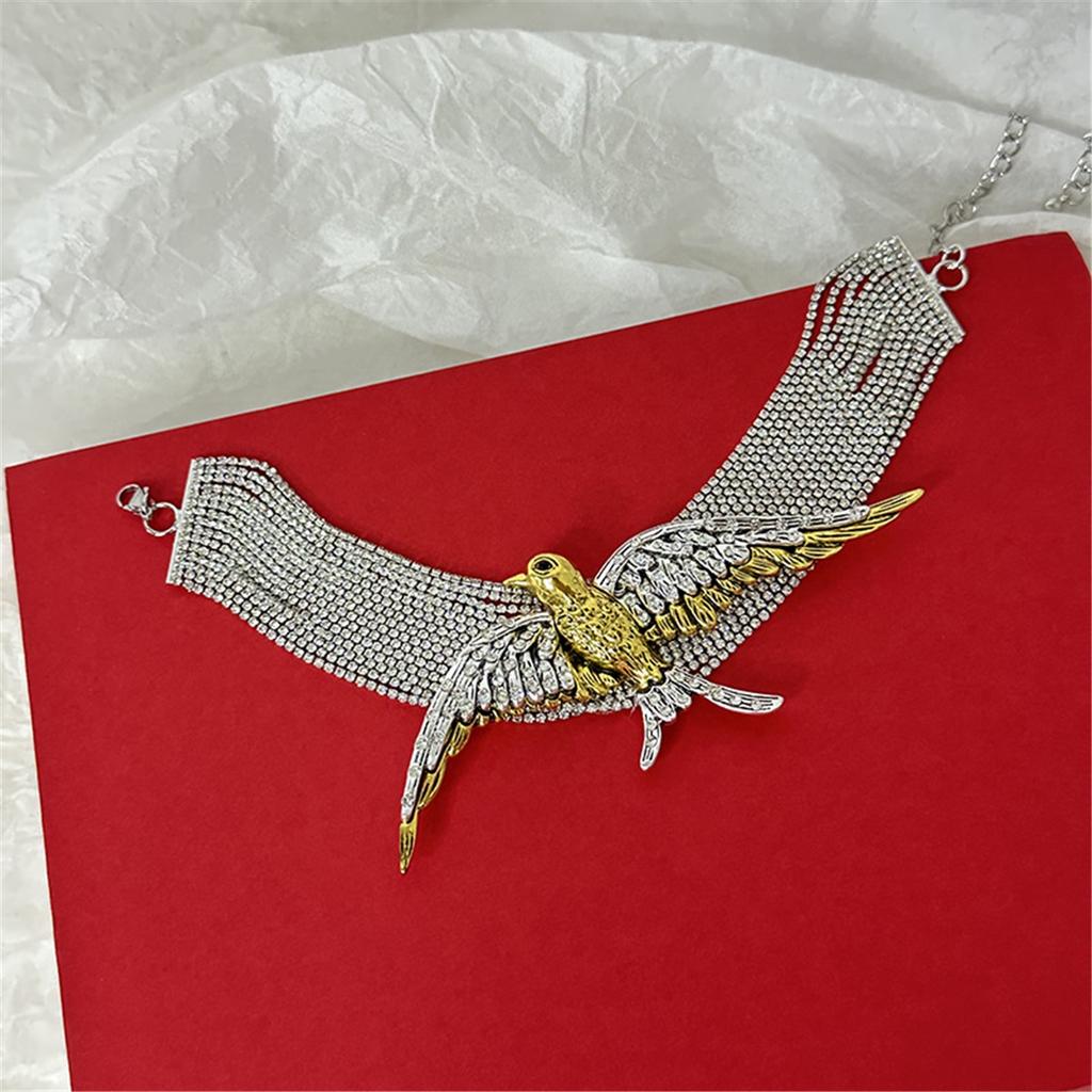 Tooxika Exaggerated Fashionable High Sense Of Multi-layer Full Diamond Chain Birds Swallow Necklace Retro Temperament Collarbone Chain