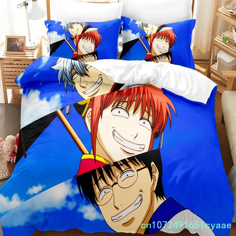 3D-gedrucktes Gintama Bettwäsche-Set Anime Gintoki Sakata Bettdeckenbezug Doppel Twin Full Queen King Erwachsene Kinder Bettwäsche Steppdeckenbezug