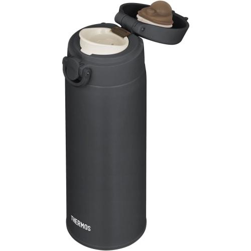 Thermos Water Bottle, Vacuum Insulated Mobile Mug, 500ml, Dark Gray, Removable Spout for Easy Cleaning, Ultra Light and Compact Type, One-Touch Open,