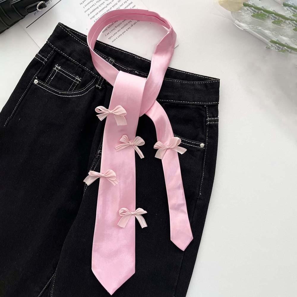 Multi-Use Satin Long Necktie Lace Narrow Long Scarf Korean Style Ribbon Bow Tie  Spicy Girl