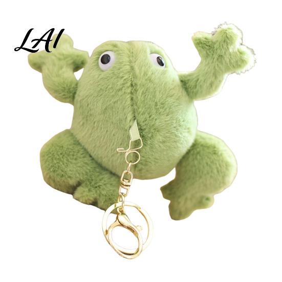 Small Animal Plushie Pendant Cute Frog Plush Keychain Soft Stuffed with Raised Paw Cartoon Gift for Kids Bag Charm Backpack Mini Doll Adults
